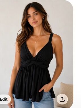 Express Low Cut Flowy Black Tank Top Size XS